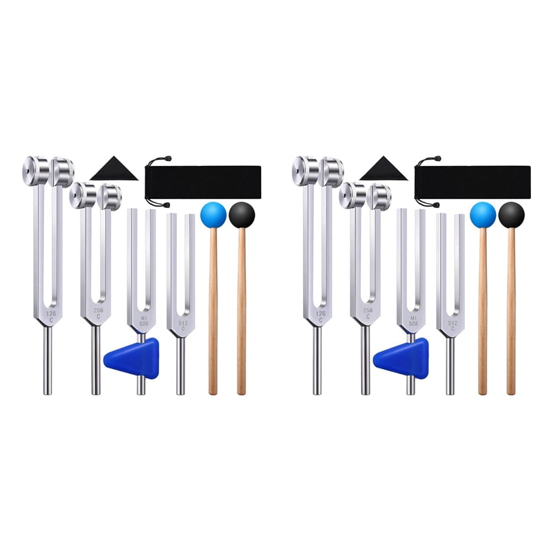 8 Pack Tuning Fork Set(128 Hz,256 Hz,512 Hz,528 Hz)with Tuning Fork