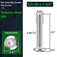 thumbnail image 2 of RoyceMart 1/4-20 x 1-1/2" (30 piezas) Tornillo de cabeza plana de acero inoxidable 304 18-8 tornillos de unión de rosca completa pernos de conexión para muebles, 2 of 5