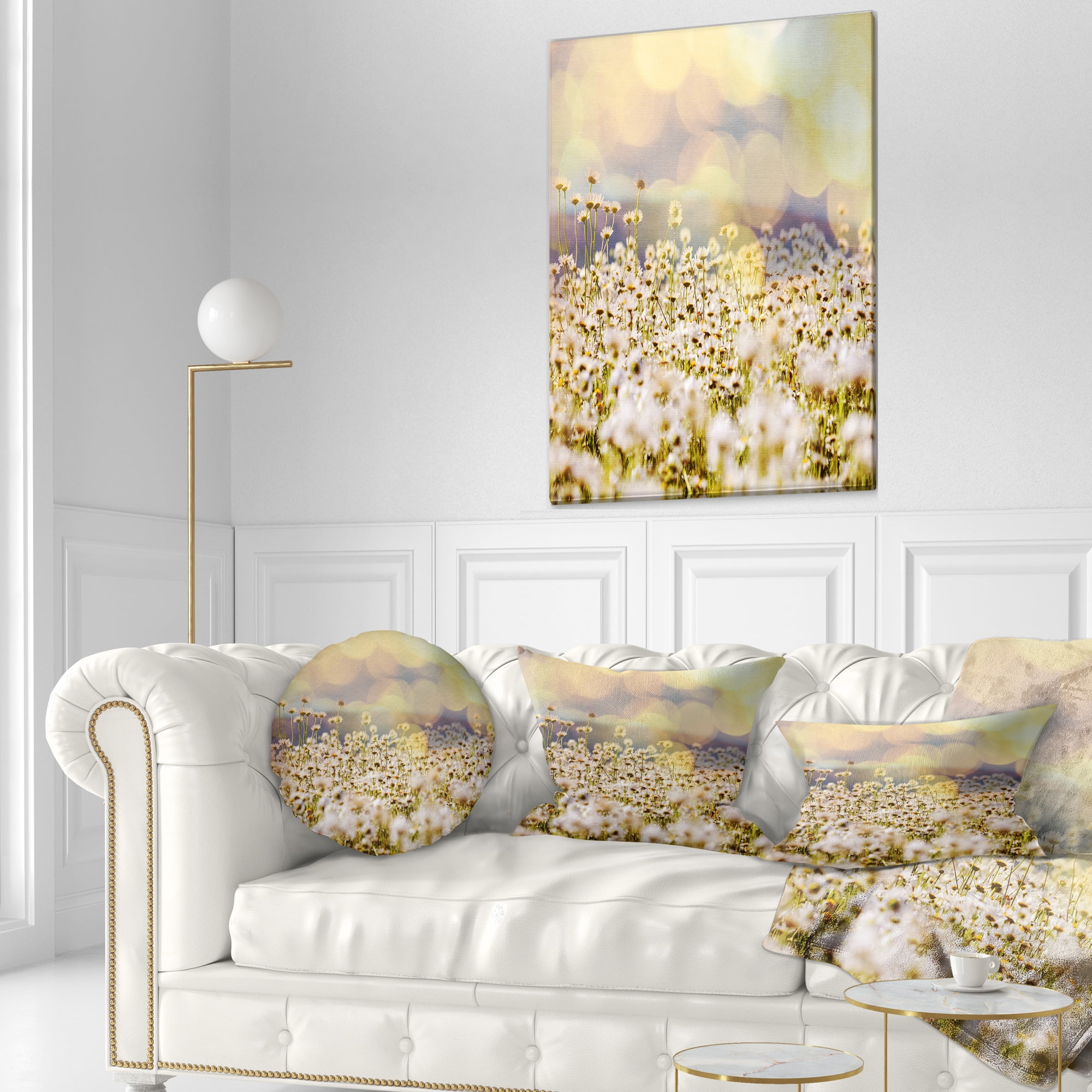 Designart 12" x 20" White Polyester Throw Pillow