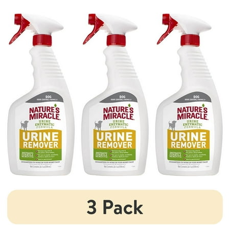 (3 pack) Nature’s Miracle Dog Urine Remover Enzymatic Formula, for Carpet, Hard Floors, Fabric and Furniture, 24 oz.