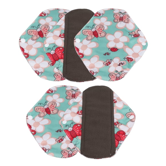 Bamboo Charcoal Menstrual Pad, Breathable Waterproof Bamboo Charcoal Washable Sanitary Pad Comfortable 5pcs for Physiological Period T14