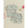 thumbnail image 4 of Suealasg 2Pcs Toddler Baby Girl Summer Clothes 6M 1T 2T 3T 4T Kids Girl Casual Beach Outfits Short Sleeve Floral Print T-Shirts Tops and Elastic Waist Shorts Set, 4 of 7