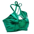 thumbnail image 5 of MSJUHEG Underwear Women Womens Women'S Shiny Bra Rave Bandeau Vest Bra Holographic Crop Top Backless Metallic Rave Suit Plus Size Green S, 5 of 7