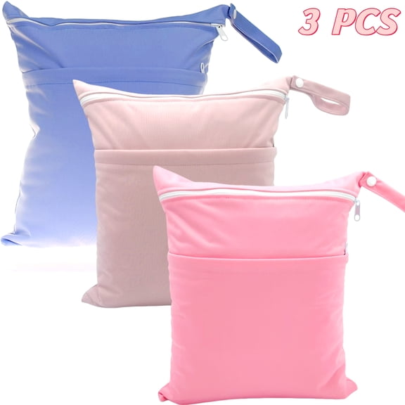 BTEPSGA 3PCS Wet Dry Bags, Waterproof Washable Travel Bags, Beach, Pool, Gym Bag for Swimsuits & Wet Clothes with 2 Pockets