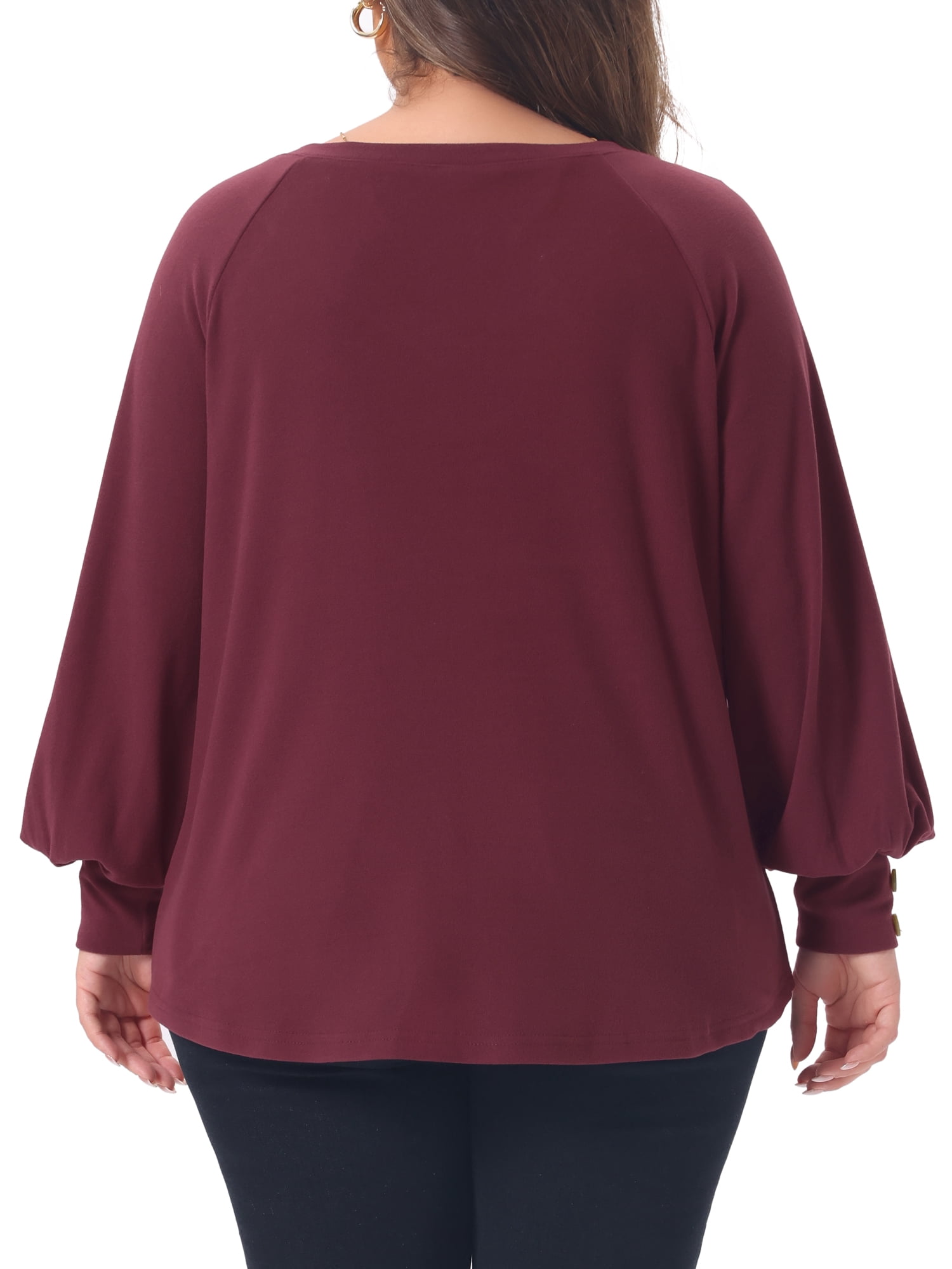 DARING DIVA Women's Plus Tunic V Neck Pleated Long Sleeve Tops 2X Red