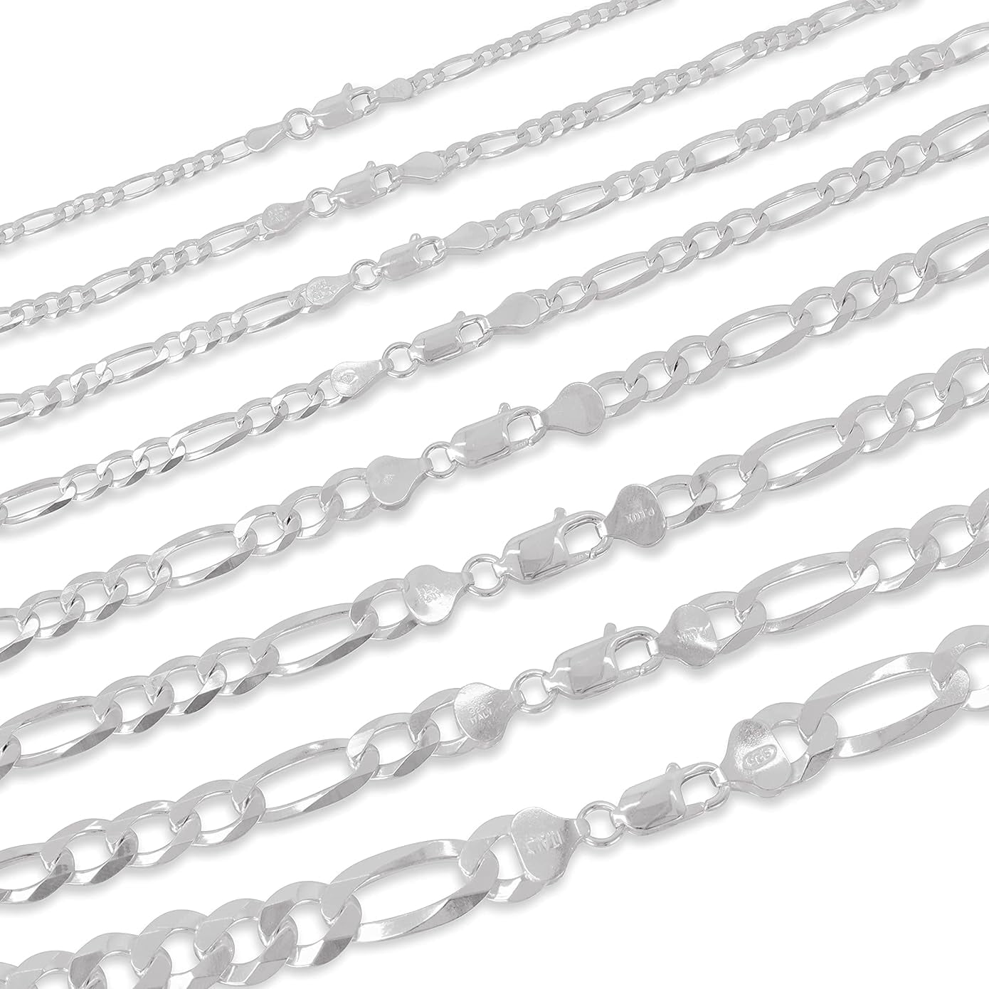 PORI JEWELERS 925 Sterling Silver 2.4mm Figaro Link Chain Necklace - Made In Italy - Lobster Claw Closure