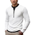 thumbnail image 2 of Aimik Men's Layered Quarter Zip Sweatshirt Ribbed Knit Contrast Collar Trim Soft Warm Smart Casual Golf Top, 2 of 6