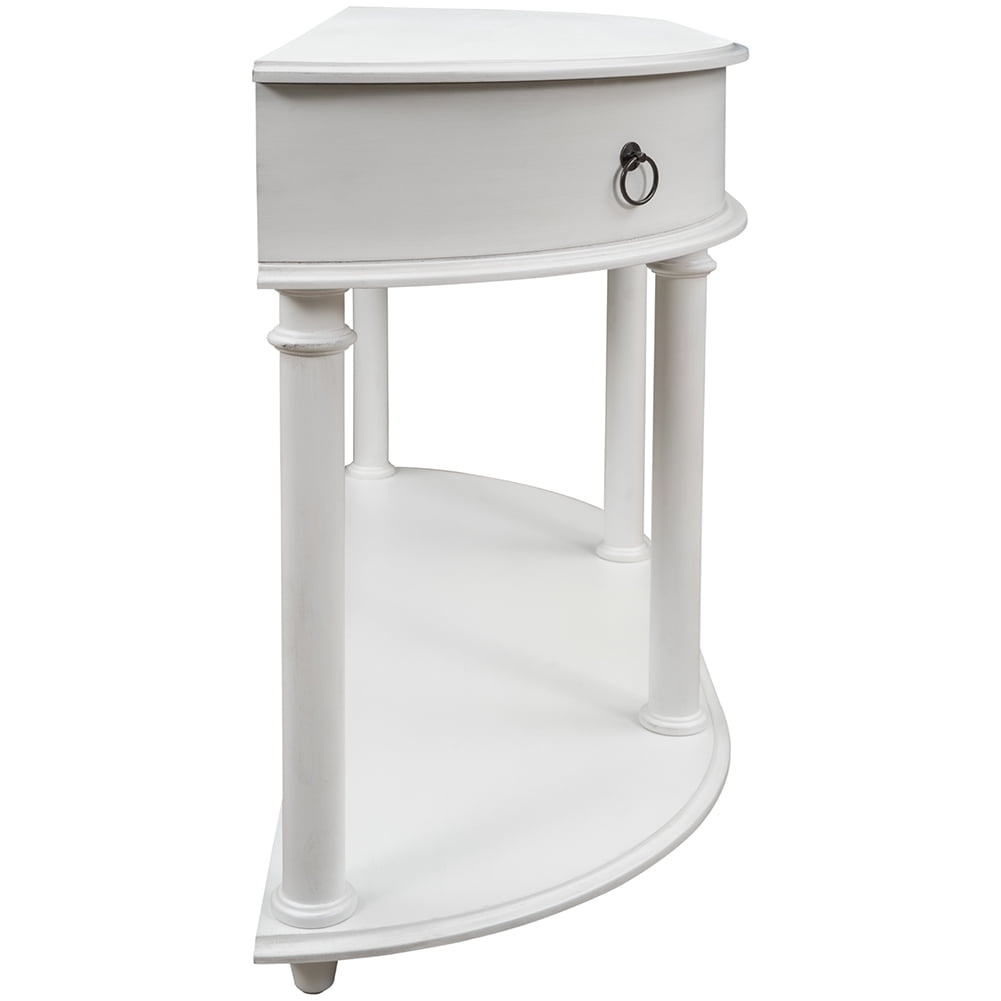 Lowestbest Retro Curved Console Table, Half Moon Entry Table, Solid Wood Frame and Legs with Single Drawer (White) Lowestbest Retro Curved Console Table, Half Moon Entry Table, Solid Wood Frame and Legs with Single Drawer (White)