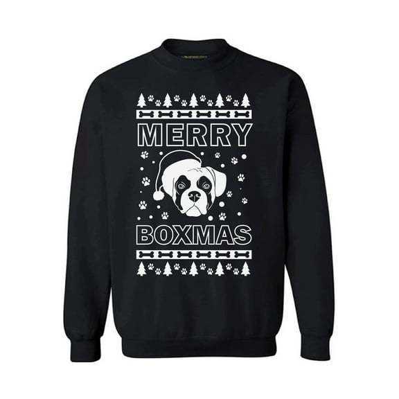 Awkward Styles Merry Boxmas Sweatshirt Merry Boxmas Sweater Funny Boxer Dog Christmas Sweater Boxer Dog Santa Christmas Sweatshirt for Men and Women Xmas Gifts for Dog Lovers Xmas Party Outfit