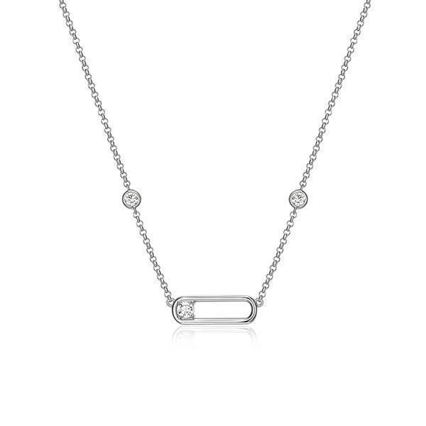 Diamondlite Collier Station Ronde en Zircon Cubique 3,5mm - Argent