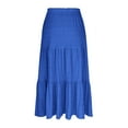 thumbnail image 6 of Wyobmus Maxi Skirts for Women High Elastic Waist Layered Midi Length Skirt Pleated Flowy Ruffle Aline Boho Summer Resort Skirt S-2X Blue, 6 of 8