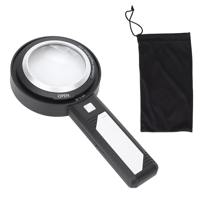 Lupa de mano para personas mayores de 6X/15X con 6 luces LED para inspección de lectura