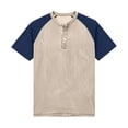 thumbnail image 4 of Henley Shirts for Men Summer Casual Crew Neck Raglan Short Sleeve Color Block Tops Dress Shirts, 4 of 5