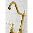 thumbnail image 4 of Kingston Brass KS1277PLBS Heritage Bridge Kitchen Faucet with Brass Side Sprayer, Brushed Brass, 4 of 7