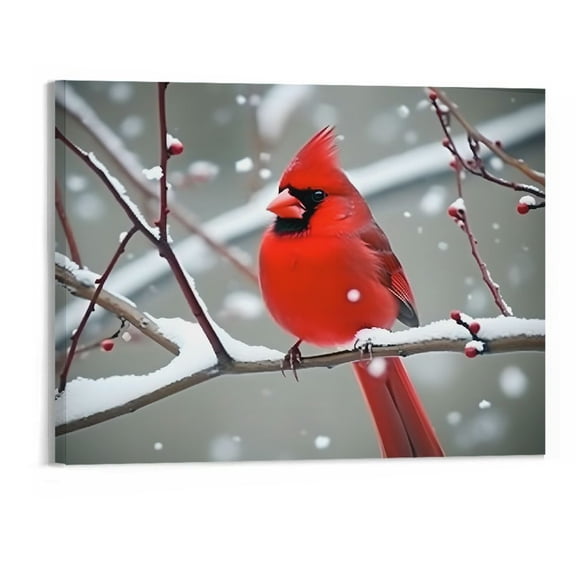 PRATYUS Fall Decor Scarlet Bird Canvas Wall Art Picture 20x16in for Living Room Bedroom Art Modern 20x16in
