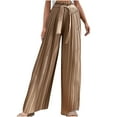 thumbnail image 2 of Idoravan Women's Plus Size Pants Womens Fashion Casual High Waist Elastic Waist Drawstring Straps Solid Color Draped Pleated Wide Leg Long Pants, 2 of 8