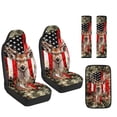 thumbnail image 7 of Xoenoiee Deer Camo American Flag Print 5 PCS Automotive Seat Covers for Cars Trucks and SUVs, Car Seat Covers for Front Seats, Seat Belt Pads and Center Console Cover, Leather Auto Interior Covers, 7 of 7