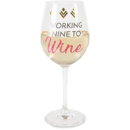 Pavilion - Working Nine To Wine - Boss Girl - 12 oz Crystal Wine (Best Wine Gift For Boss)
