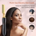 thumbnail image 3 of Hot Comb Hair Straightener, Electric Portable Travel Anti-Burn Beard Straightener Press Comb Ceramic Curler Flat Iron, 3 of 11