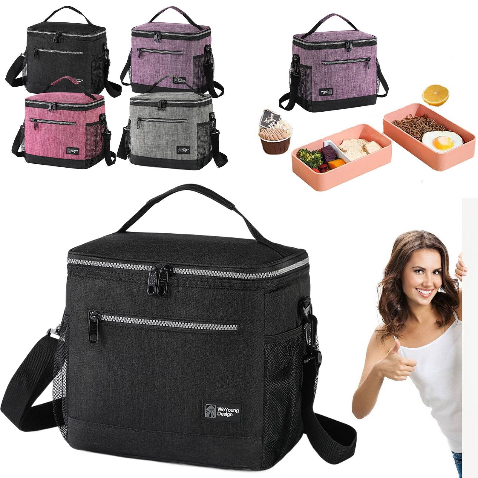 XSCPXTT Insulated Lunch Box Men Women, Lunch Bag for Work School, Leakproof Soft Cooler Tote Adult, Large Lunch Pail , Picnic Beach Food Bag with Shoulder Strap Black