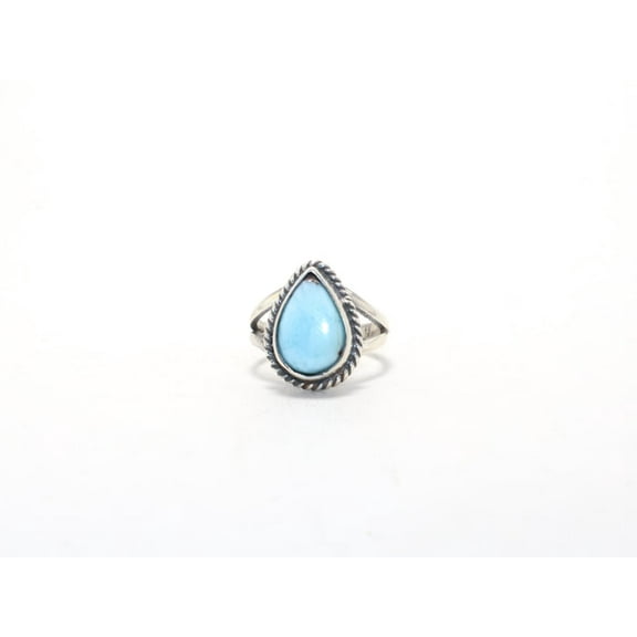 Heaven Crafts Pear Larimar Ring Sterling Silver 925 Handmade Statement Ring Dainty Jewelry Perfect Gift For Her