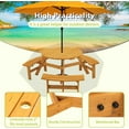 thumbnail image 6 of 6-Person Outdoor Round Wooden Picnic Table with 3 Built-in Benches, Outdoor Dining Set with Umbrella Holes, 1720 lb. Weight Capacity for Garden, Lawn, Patio (Natural, 66.92"*66.92"*27.55"), 6 of 8