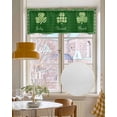 thumbnail image 4 of St. Patrick's Day Linen Curtain Valance for Bedroom/Bathroom/Kitchen/Office/Living/Dining Room Windows,Buffalo Plaid Holiday Spring Green Leaves Pocket Topper Drapes Decorative Cafe Drapery 54x18, 4 of 6