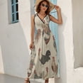 thumbnail image 5 of Chicken Pattern Dress Summer Street Style Bohemia Long Dresses Female Sleeveless Printed Maxi Dress, 5 of 9