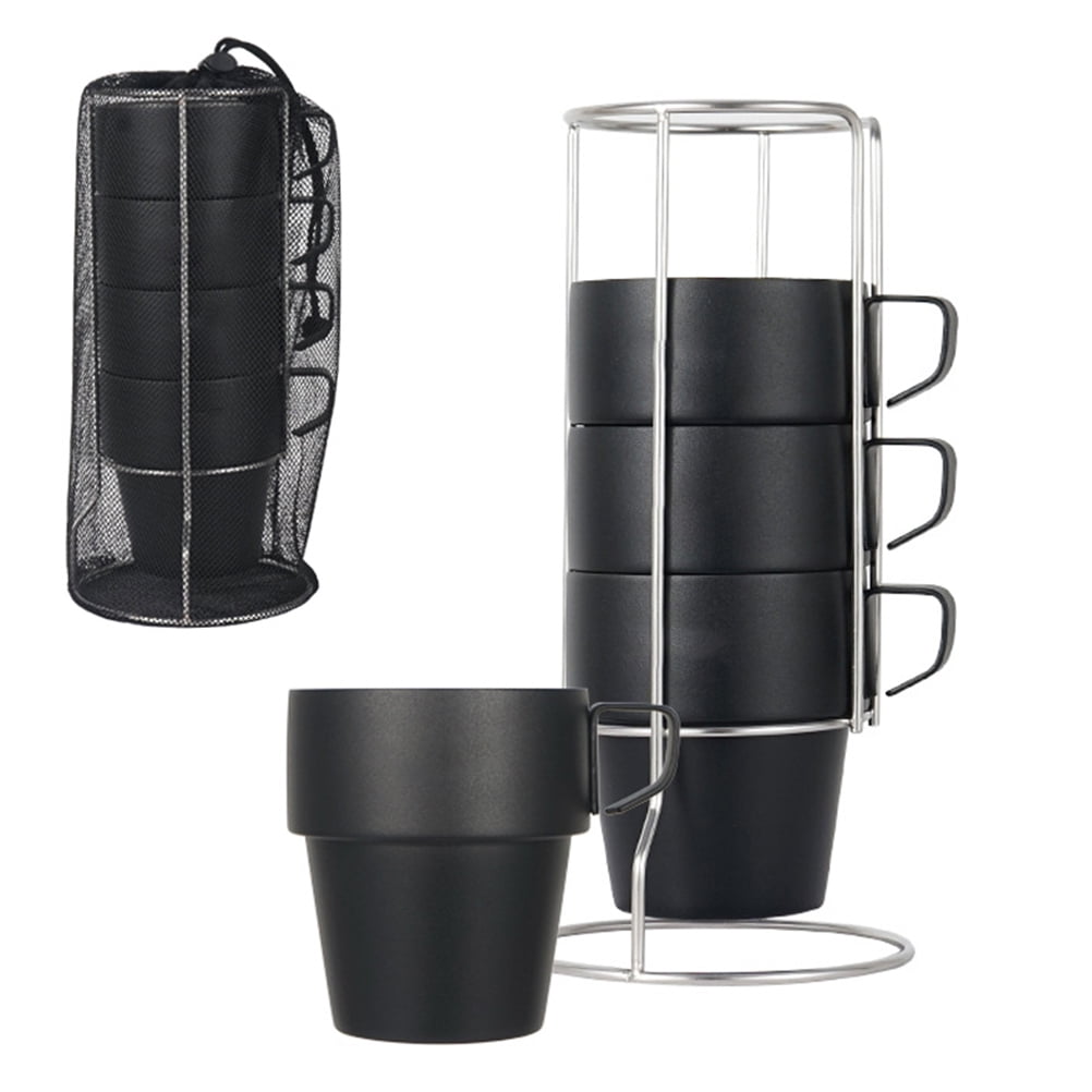 4pcs Stainless Steel Coffee Beer Tea Mugs Double Walled Insulated 400ml 