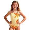 thumbnail image 4 of Piomll Swimsuit for Girls Trim Ruched Cute Spaghetti Strap Print Assorted Styles Twist Bathing Suit, 4 of 8