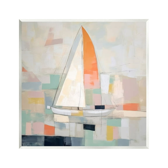 Stupell Industries Contemporary Sailboat Painting Abstract Painting Unframed Art Print Wall Art, 12 x 12