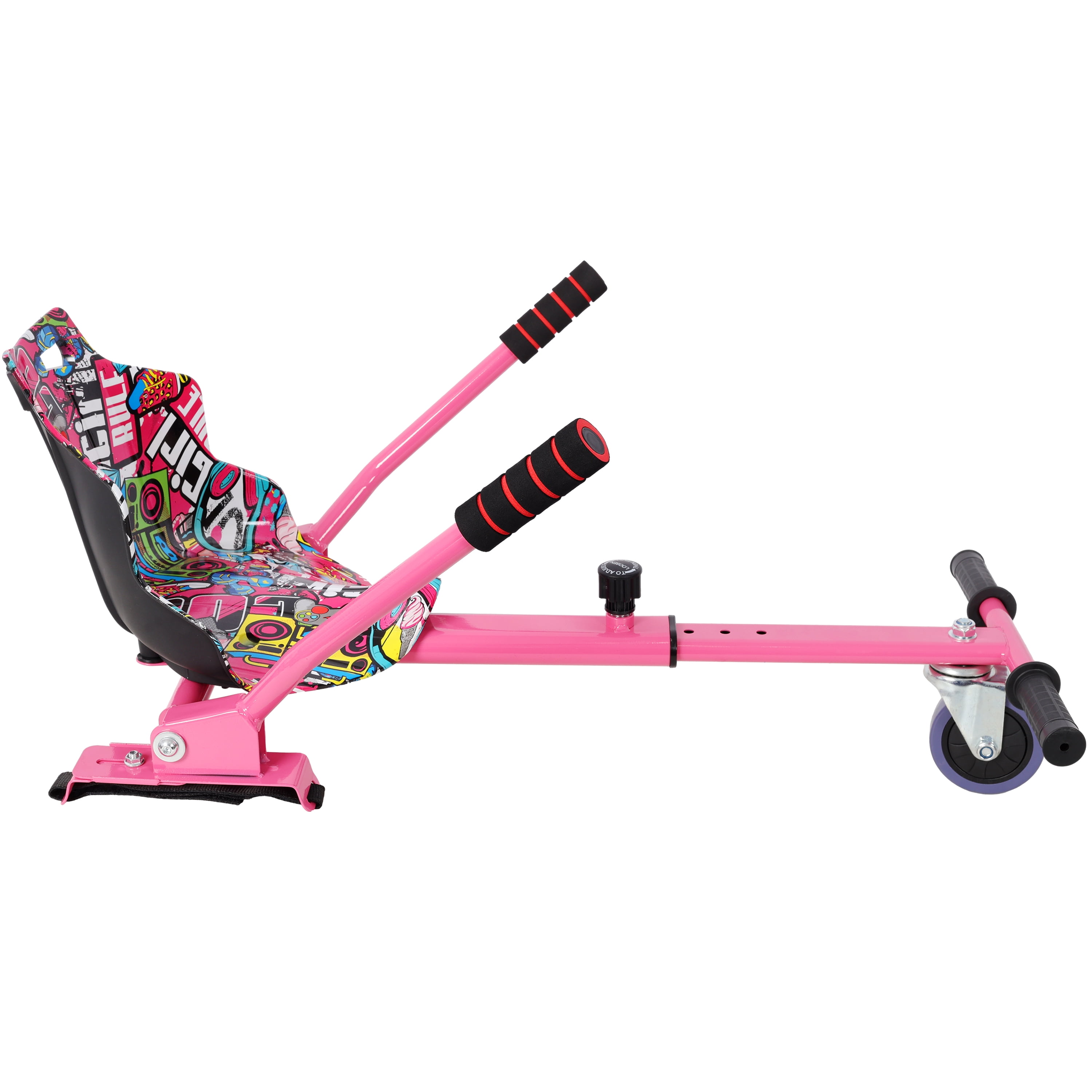 Hoverboard Seat Attachment Go-Kart, Fits 6.5" 8"10" Hoverboards, Sturdy Adjustable Off-Road Frame, Hover Cart for Family Fun, Not Include Hoverboard, Pink