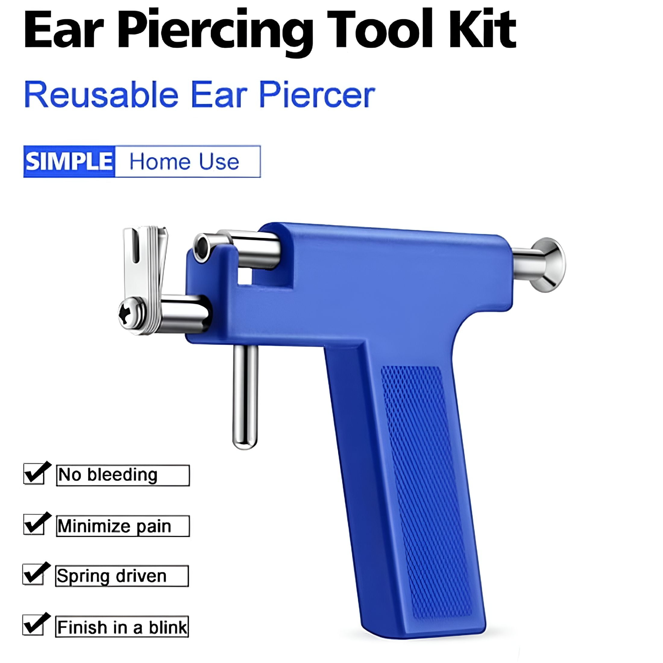 LAMIRO Gun Piercing with 16 Pairs Ear Studs - Reusable Ear Piercing Set - Home Self Ear Piercer