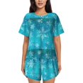 thumbnail image 1 of Balery Christmas Snow Conjunto de Pijama para Mujer con Estampado, Dos Piezas de Manga Corta y Shorts, Ropa de Dormir Suave con Cuello Redondo y Bolsillos-3X-Large, 1 of 6
