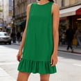 thumbnail image 3 of JoveMarine Cocktail Dresses for Women Color Vest Skirt - Ruffle Edge Sleeveless Flounce Hem Casual Summer Mini Dress with Cotton Blend,Green L, 3 of 8
