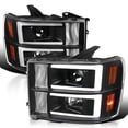thumbnail image 2 of Spec-D Tuning Black LED Bar Projector Headlights Compatible with 2007-2013 GMC Sierra Models 1500 1500HD 2500HD 3500HD, Left + Right Pair Headlamps Assembly, 2 of 4