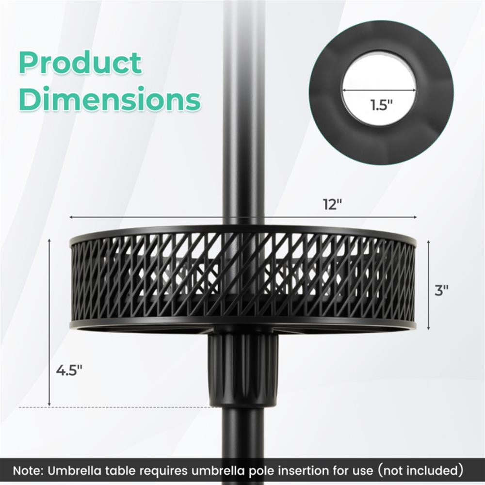 Spaco Patio Umbrella Table Tray Adjustable with Storage and Umbrella Poles, Outdoor Umbrella Stand, Patio Umbrella Stands & Bases, Deck Umbrella Stand-Black