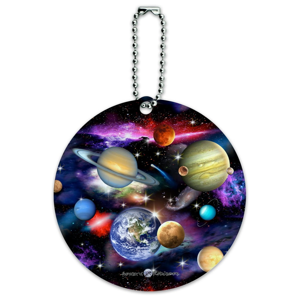Solar System Earth Saturn Jupiter Mars Pattern Round Luggage ID