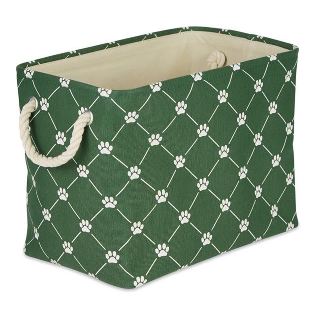 Design Imports CAMZ14235 Polyester Trellis Paw Rectangle Pet Bin, Hunter Green