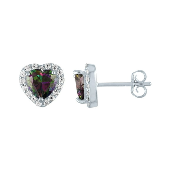 Ladies Brilliance Fine Jewelry Simulated Mystic Topaz and CZ Sterling Silver Earrings