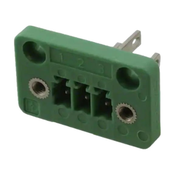 1829358 3 Position Terminal Block Header, Male Pins Green