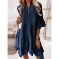 thumbnail image 2 of Women's Denim Dress Doll Layered Short Sleeved Button Denim Shirt Dress  Elegant & Trendy Fashion, 2 of 6