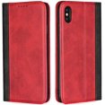 thumbnail image 2 of for iPhone Xs Max Wallet Case,Premium PU Leather Flip Folio Case with Card Slot, Stand Holder and Magnetic Closure [TPU Shockproof Interior Protective Case] for iPhone Xs Max,Red+Black, 2 of 14