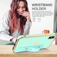 thumbnail image 5 of iPhone X Case,iPhone Xs Case,Slim Fit Plating Heart Soft TPU with Adjustable Wristband Kickstand Scratch Resistant Shockproof Protective Phone Cover for Apple iPhone X/XS 5.8 Inch,Green/Golden, 5 of 18