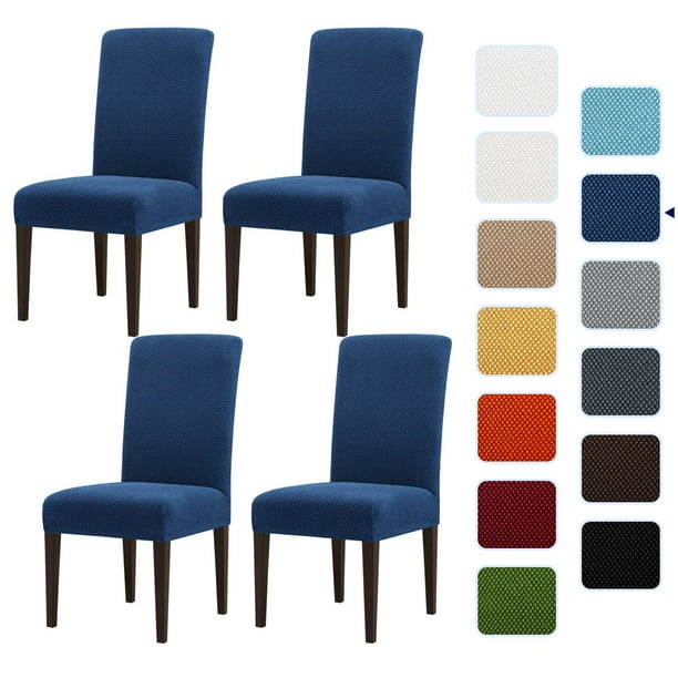 Subrtex Stretch Textured Grain Dining Chair Slipcover (Set of 4, Blue