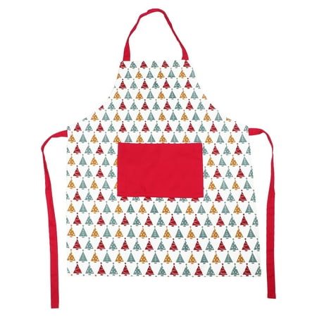 

Christmas Themed Pinafore Printed Cotton Aprons Sleeveless Apron with Pocket