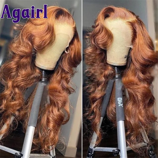 Peluca de cabello humano ondulado para mujer, postizo de encaje Frontal, color marrón Chocolate, 13x6, 13x4, 30, 32 pulgadas, jengibre, 5x5