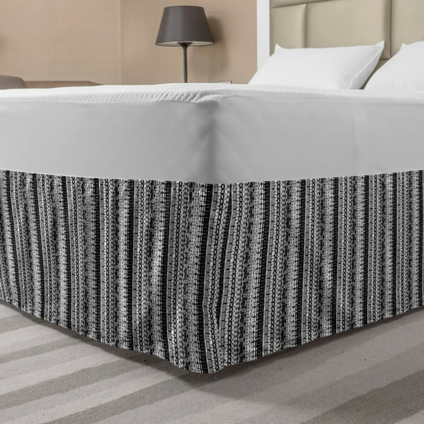 Primitive Bed Skirt Black And White Tribal Motifs Pattern Native Geometric Borders Design Elastic Bedskirt Dust Ruffle Wrap Around For Bedding Decor 4 Sizes By Ambesonne Com Primitive Bed Skirt Black And White, Elastic King Size Bed Skirt Black