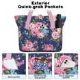 thumbnail image 2 of Tote Bag for Women - Pioneer Flower Shoulder Bag - Large Utility Work Duffle Bag with Zipper Handbag for Travel, Work, Sprots, 2 of 5