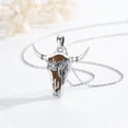 thumbnail image 6 of Coachuhhar Wooden Necklace 925 Sterling Silver Western Cow Skull Pendant Cowgirl Country Wood Jewelry for Women Men, 6 of 7